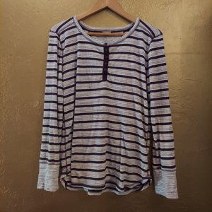 Talbots Purple Striped Long Sleeves Tee
